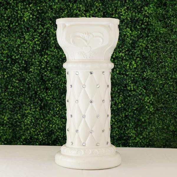 2 Pcs 25" Tall French Decorative Columns Beaded Pedestal Stands - White 7 2 Pcs 25" Tall French Decorative Columns Beaded Pedestal Stands - White - Image 5