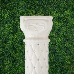 2 Pcs 25" Tall French Decorative Columns Beaded Pedestal Stands - White 16 2 Pcs 25" Tall French Decorative Columns Beaded Pedestal Stands - White -Optimal Home Decoration 2 pcs 25 tall french decorative columns beaded pedestal stands white prop roma 11 28548293034047
