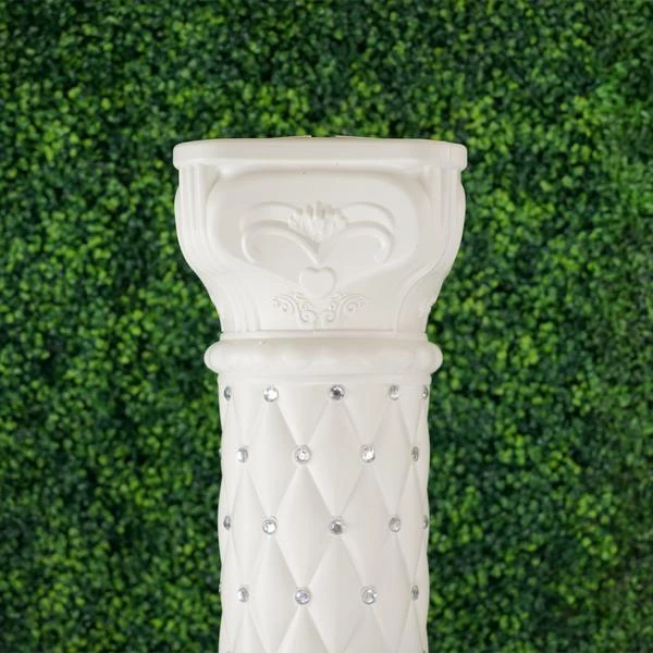 2 Pcs 25" Tall French Decorative Columns Beaded Pedestal Stands - White 8 2 Pcs 25" Tall French Decorative Columns Beaded Pedestal Stands - White - Image 6