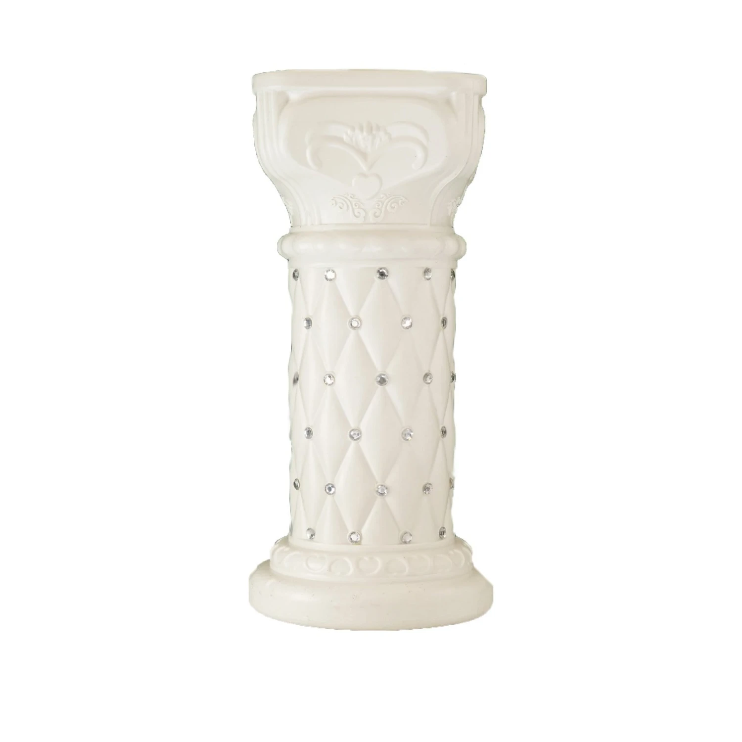 2 Pcs 25" Tall French Decorative Columns Beaded Pedestal Stands - White 3 2 Pcs 25" Tall French Decorative Columns Beaded Pedestal Stands - White