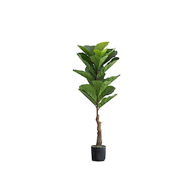 2 Pcs 3 Ft Fiddle Leaf Fig Tree Potted Artificial Plants - Green 3 2 Pcs 3 Ft Fiddle Leaf Fig Tree Potted Artificial Plants - Green