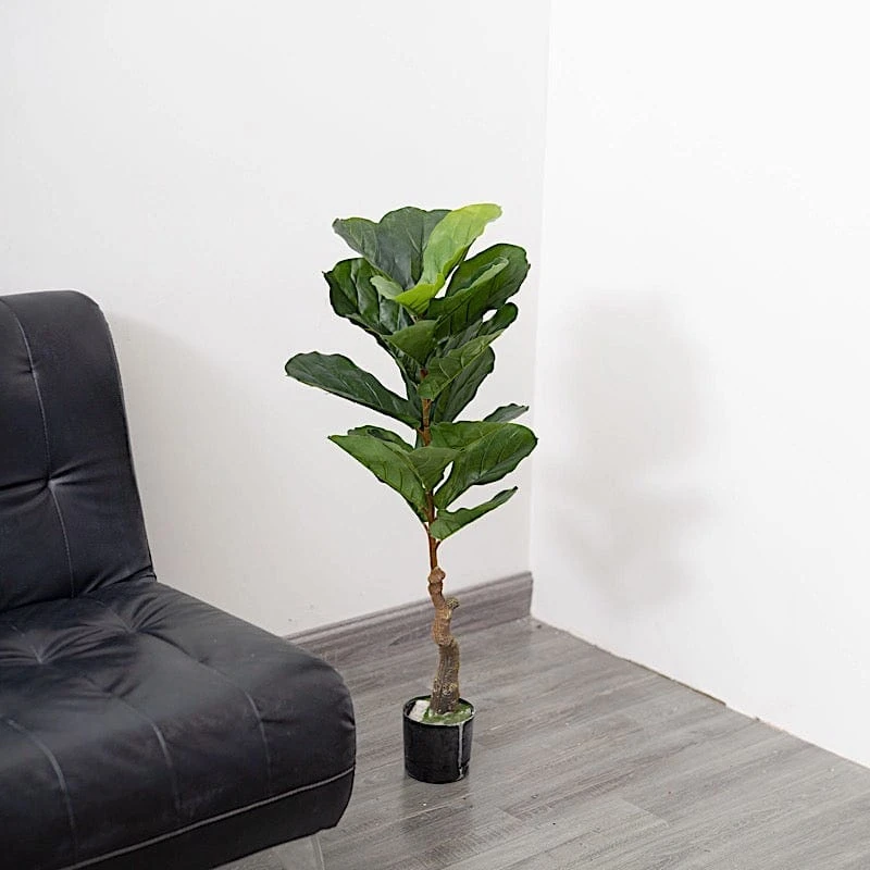 2 Pcs 3 Ft Fiddle Leaf Fig Tree Potted Artificial Plants - Green 10 2 Pcs 3 Ft Fiddle Leaf Fig Tree Potted Artificial Plants - Green - Image 8
