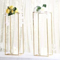 2 Pcs 32" Tall Geometric Metal Stands Wedding Flower Vase Holders -Optimal Home Decoration 2 pcs 32 tall geometric metal stands wedding flower vase holders 29027732521023