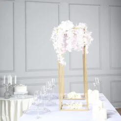 2 Pcs 32" Tall Geometric Metal Stands Wedding Flower Vase Holders -Optimal Home Decoration 2 pcs 32 tall geometric metal stands wedding flower vase holders 29027732553791