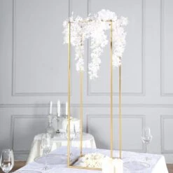 2 Pcs 40" Rectangular Geometric Metal Flower Stands Centerpieces -Optimal Home Decoration 2 pcs 40 tall geometric metal stands wedding flower vase holders matte gold iron stnd01 40 gold 12795061305407