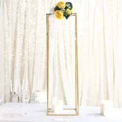 2 Pcs 40" Rectangular Geometric Metal Flower Stands Centerpieces -Optimal Home Decoration 2 pcs 40 tall geometric metal stands wedding flower vase holders matte gold iron stnd01 40 gold 28586489872447