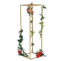 2 Pcs 48" Rectangular Geometric Metal Flower Stands Centerpieces -Optimal Home Decoration 2 pcs 48 tall geometric metal stands wedding flower vase holders matte gold iron stnd01 48 gold 28585154838591