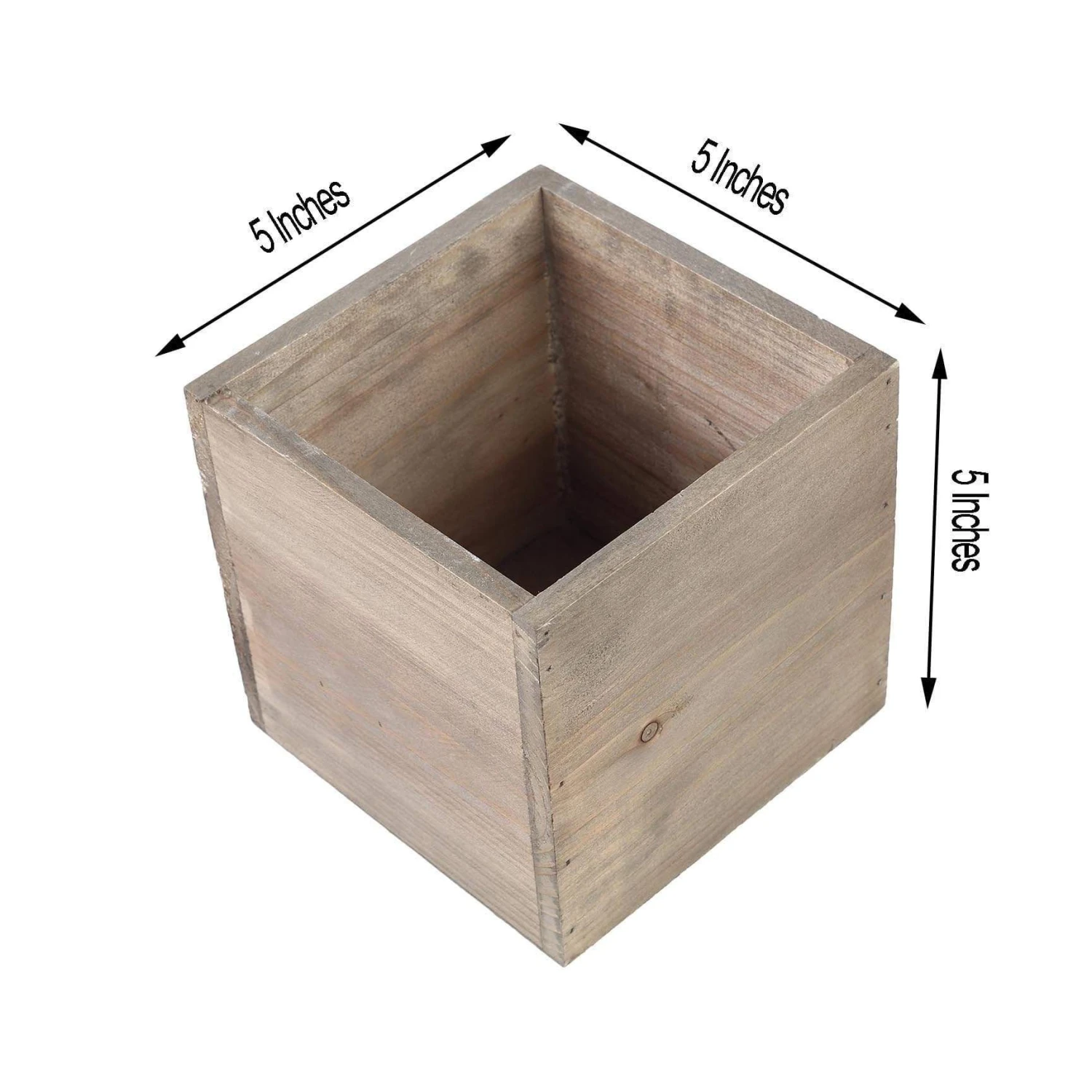 2 Pcs 5" Natural Wood Square Plant Holder Boxes Centerpieces 12 2 Pcs 5" Natural Wood Square Plant Holder Boxes Centerpieces - Image 10