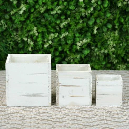 2 Pcs 5" Natural Wood Square Plant Holder Boxes Centerpieces 10 2 Pcs 5" Natural Wood Square Plant Holder Boxes Centerpieces - Image 8