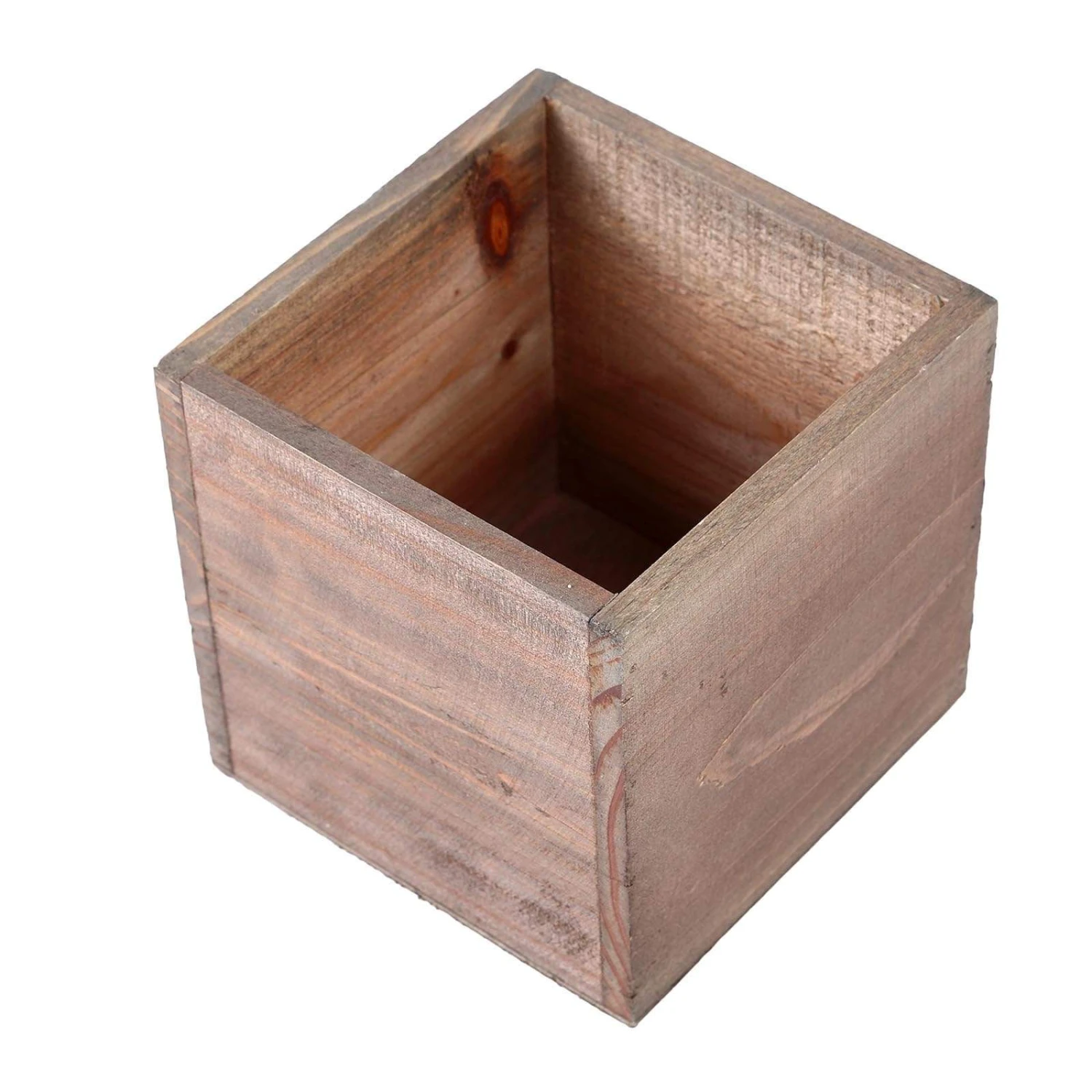 2 Pcs 5" Natural Wood Square Plant Holder Boxes Centerpieces 11 2 Pcs 5" Natural Wood Square Plant Holder Boxes Centerpieces - Image 9