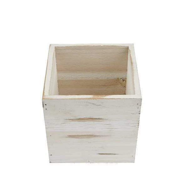 2 Pcs 5" Natural Wood Square Plant Holder Boxes Centerpieces 3 2 Pcs 5" Natural Wood Square Plant Holder Boxes Centerpieces