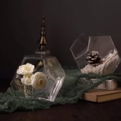 2 Pcs 5" Tall Glass Geometric Terrarium Vases - Clear -Optimal Home Decoration 2 pcs 5 tall glass geometric terrarium vases clear vase a30 5 28505411354687