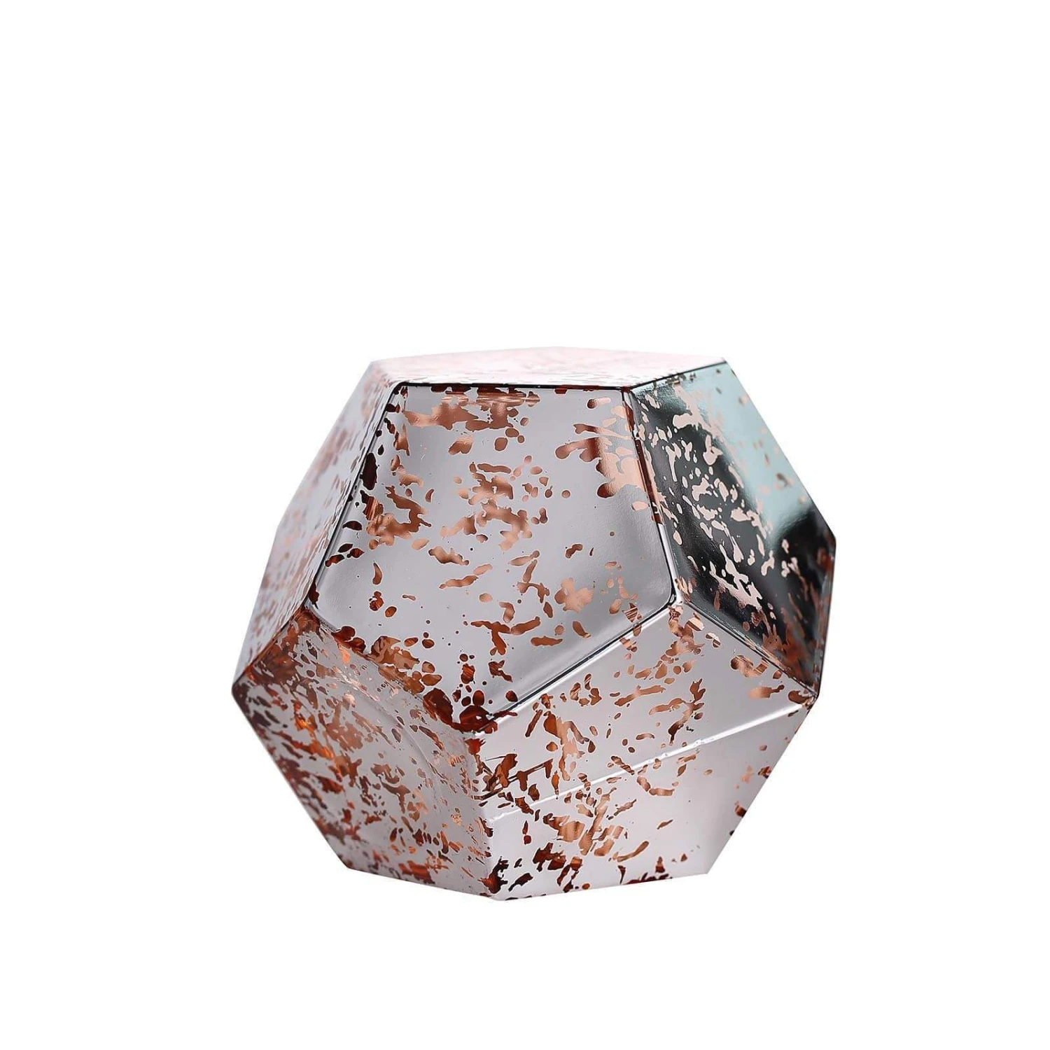 2 Pcs 5" Tall Mercury Glass Geometric Pentagon Candle Holders Vases - Silver With Rose Gold 3 2 Pcs 5" Tall Mercury Glass Geometric Pentagon Candle Holders Vases - Silver With Rose Gold