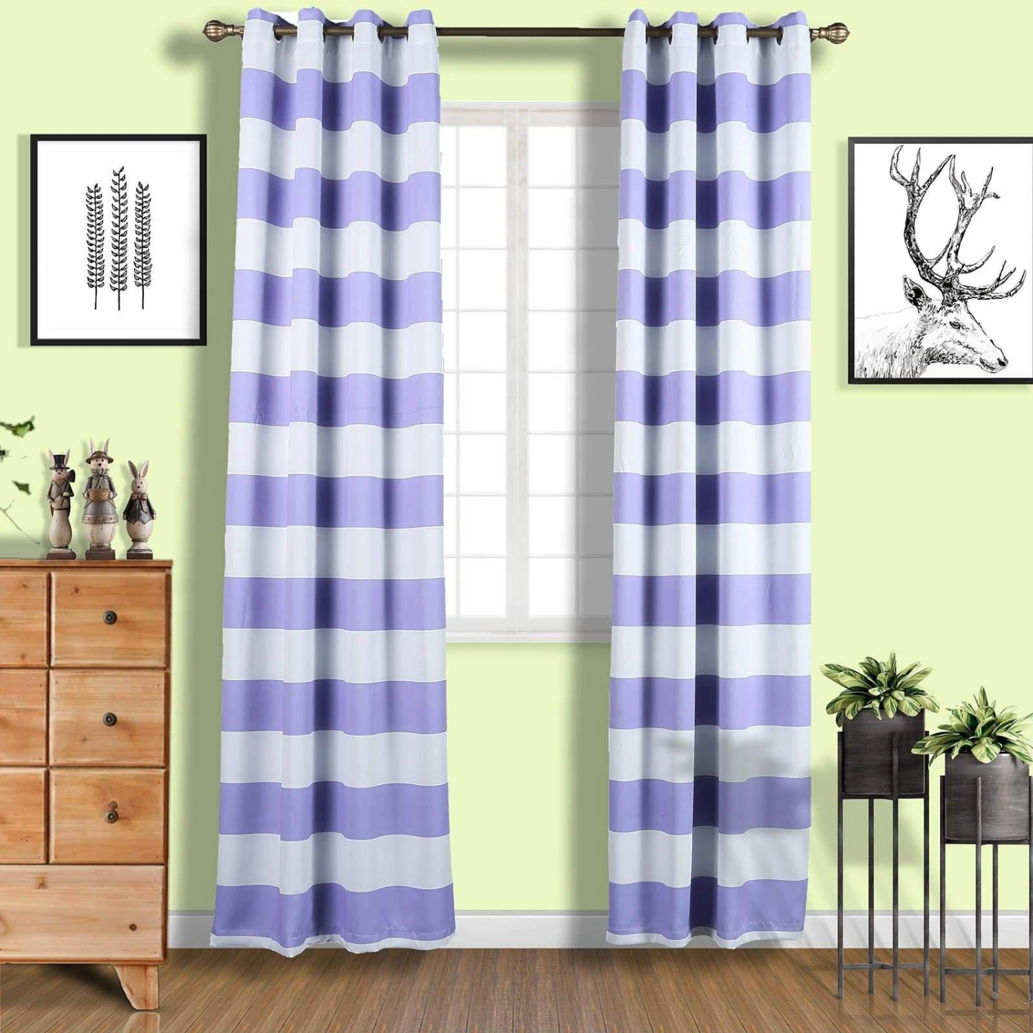 2 Pcs 52" X 108" Cabana Stripe Blackout Grommet Window Curtains Drapes Treatments 11 2 Pcs 52" X 108" Cabana Stripe Blackout Grommet Window Curtains Drapes Treatments - Image 9