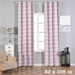 2 Pcs 52" X 108" Chevron Blackout Thermal Grommet Window Curtains Drapes Treatments