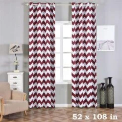 2 Pcs 52" X 108" Chevron Blackout Thermal Grommet Window Curtains Drapes Treatments -Optimal Home Decoration 2 pcs 52 x 108 chevron blackout thermal grommet window curtains drapes treatments cur panmic05 52108 burg 29036682838079