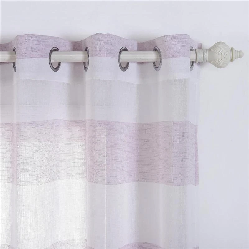 2 Pcs 52" X 108" Faux Linen Sheer Stripe Window Curtains Drapes Panels 8 2 Pcs 52" X 108" Faux Linen Sheer Stripe Window Curtains Drapes Panels - Image 6