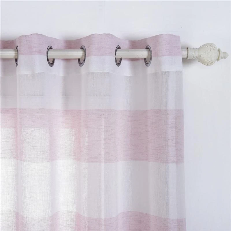 2 Pcs 52" X 108" Faux Linen Sheer Stripe Window Curtains Drapes Panels 4 2 Pcs 52" X 108" Faux Linen Sheer Stripe Window Curtains Drapes Panels - Image 2