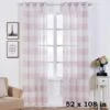 2 Pcs 52" X 108" Faux Linen Sheer Stripe Window Curtains Drapes Panels