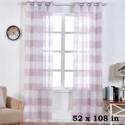 2 Pcs 52" X 108" Faux Linen Sheer Stripe Window Curtains Drapes Panels 14 2 Pcs 52" X 108" Faux Linen Sheer Stripe Window Curtains Drapes Panels -Optimal Home Decoration 2 pcs 52 x 108 faux linen sheer stripe window curtains drapes panels cur panmic03 52108 lav 29036626870335