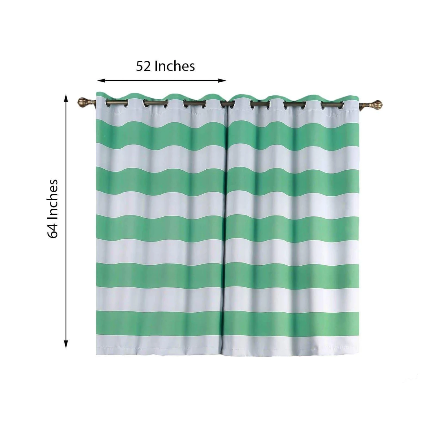 2 Pcs 52" X 64" Cabana Stripe Blackout Grommet Window Curtains Drapes Treatments 4 2 Pcs 52" X 64" Cabana Stripe Blackout Grommet Window Curtains Drapes Treatments - Image 2
