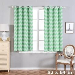 2 Pcs 52" X 64" Chevron Blackout Thermal Grommet Window Curtains Drapes Treatments