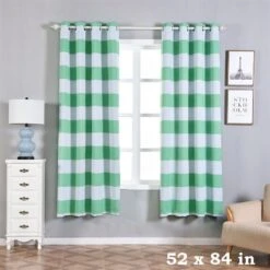 2 Pcs 52" X 84" Cabana Stripe Blackout Grommet Window Curtains Drapes Treatments