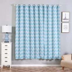 2 Pcs 52" X 84" Chevron Blackout Thermal Grommet Window Curtains Drapes Treatments -Optimal Home Decoration 2 pcs 52 x 84 chevron blackout thermal grommet window curtains drapes treatments 29036666257471