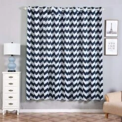 2 Pcs 52" X 84" Chevron Blackout Thermal Grommet Window Curtains Drapes Treatments -Optimal Home Decoration 2 pcs 52 x 84 chevron blackout thermal grommet window curtains drapes treatments 29036815974463