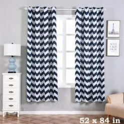 2 Pcs 52" X 84" Chevron Blackout Thermal Grommet Window Curtains Drapes Treatments -Optimal Home Decoration 2 pcs 52 x 84 chevron blackout thermal grommet window curtains drapes treatments cur panmic05 5284 navy 29036666683455