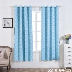 2 Pcs 52" X 84" Lattice Geometric Blackout Thermal Grommet Window Curtains Drapes Treatments