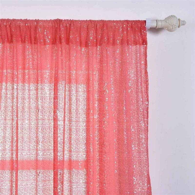 2 Pcs 52" X 84" Sequined Window Curtains Drapes Panels Backdrop - Coral 5 2 Pcs 52" X 84" Sequined Window Curtains Drapes Panels Backdrop - Coral - Image 3