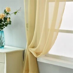 2 Pcs 52" X 84" Sheer Organza Window Curtains Drapes Panels -Optimal Home Decoration 2 pcs 52 x 84 sheer organza window curtains drapes panels 28993802436671