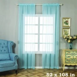 2 Pcs 52" X 84" Sheer Organza Window Curtains Drapes Panels