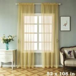 2 Pcs 52" X 84" Sheer Organza Window Curtains Drapes Panels -Optimal Home Decoration 2 pcs 52 x 84 sheer organza window curtains drapes panels cur panorgz04 52108 chmp 28993802371135