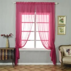 2 Pcs 52" X 84" Sheer Organza Window Curtains Drapes Panels -Optimal Home Decoration 2 pcs 52 x 84 sheer organza window curtains drapes panels cur panorgz04 52108 fush 28997486968895