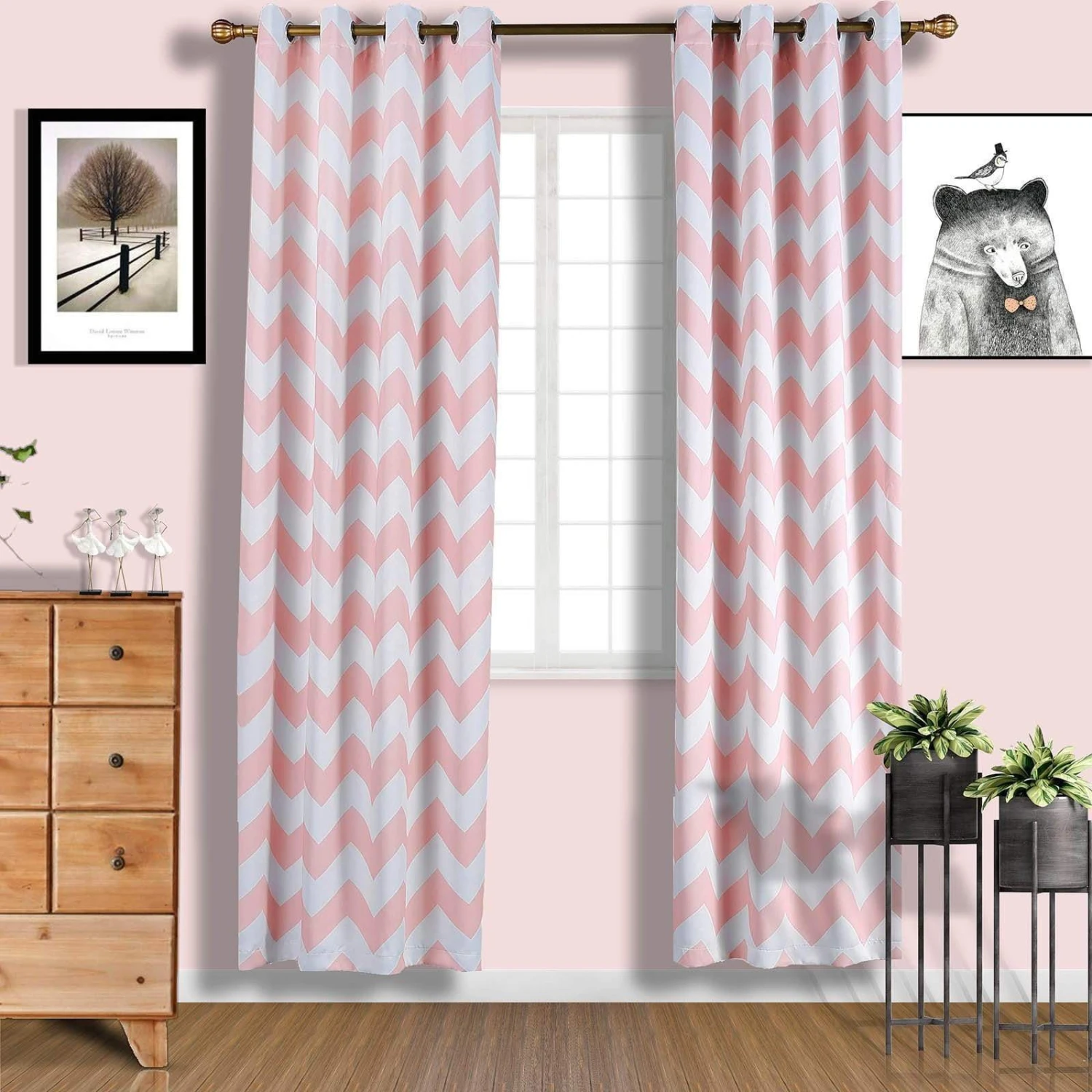 2 Pcs 52" X 96" Chevron Blackout Thermal Grommet Window Curtains Drapes Treatments 3 2 Pcs 52" X 96" Chevron Blackout Thermal Grommet Window Curtains Drapes Treatments