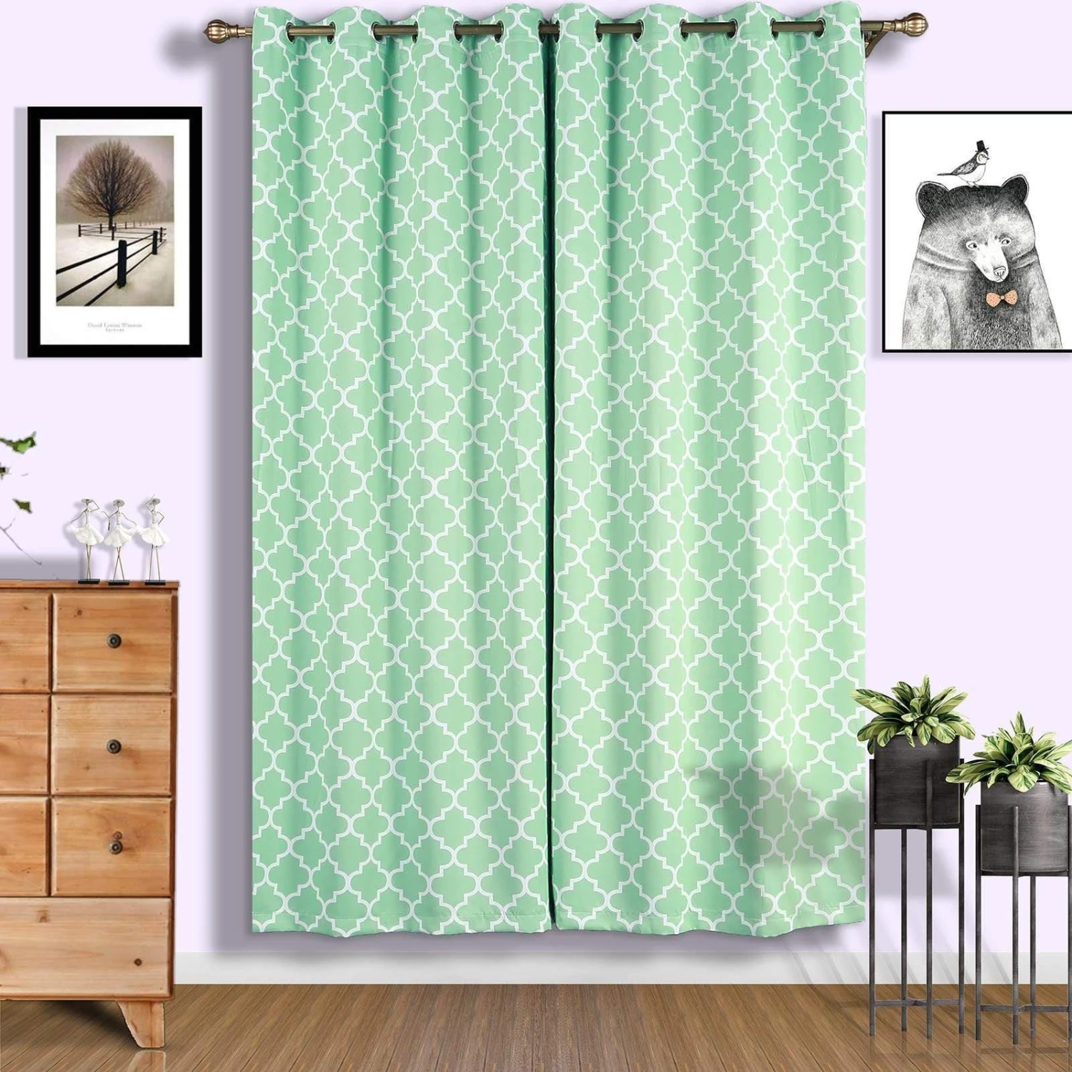 2 Pcs 52" X 96" Lattice Geometric Blackout Thermal Grommet Window Curtains Drapes Treatments 8 2 Pcs 52" X 96" Lattice Geometric Blackout Thermal Grommet Window Curtains Drapes Treatments - Image 6