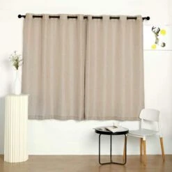 2 Pcs 52"x64" Faux Linen Curtains With Chrome Grommets -Optimal Home Decoration 2 pcs 52 x64 faux linen curtains with chrome grommets 28993809317951