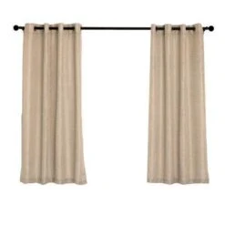 2 Pcs 52"x64" Faux Linen Curtains With Chrome Grommets