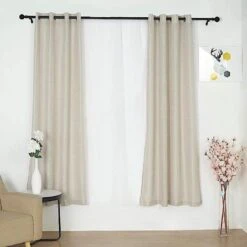 2 Pcs 52"x84" Faux Linen Curtains With Chrome Grommets 24 2 Pcs 52"x84" Faux Linen Curtains With Chrome Grommets -Optimal Home Decoration 2 pcs 52 x84 faux linen curtains with chrome grommets 28993813086271