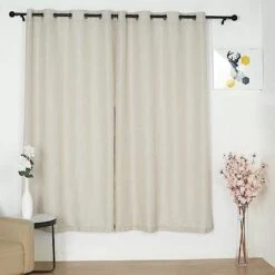 2 Pcs 52"x84" Faux Linen Curtains With Chrome Grommets 25 2 Pcs 52"x84" Faux Linen Curtains With Chrome Grommets -Optimal Home Decoration 2 pcs 52 x84 faux linen curtains with chrome grommets 28993813119039