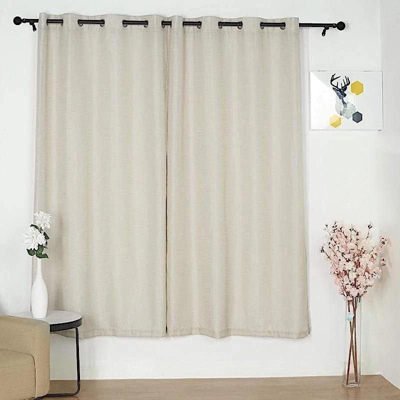 2 Pcs 52"x84" Faux Linen Curtains With Chrome Grommets 6 2 Pcs 52"x84" Faux Linen Curtains With Chrome Grommets - Image 4