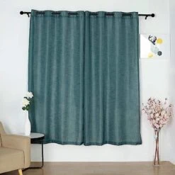 2 Pcs 52"x84" Faux Linen Curtains With Chrome Grommets 36 2 Pcs 52"x84" Faux Linen Curtains With Chrome Grommets -Optimal Home Decoration 2 pcs 52 x84 faux linen curtains with chrome grommets 28994417459263