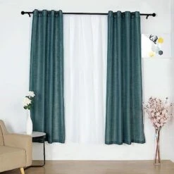 2 Pcs 52"x84" Faux Linen Curtains With Chrome Grommets 35 2 Pcs 52"x84" Faux Linen Curtains With Chrome Grommets -Optimal Home Decoration 2 pcs 52 x84 faux linen curtains with chrome grommets 28994423619647