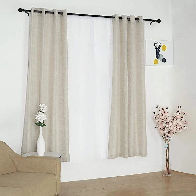 2 Pcs 52"x84" Faux Linen Curtains With Chrome Grommets 8 2 Pcs 52"x84" Faux Linen Curtains With Chrome Grommets - Image 6