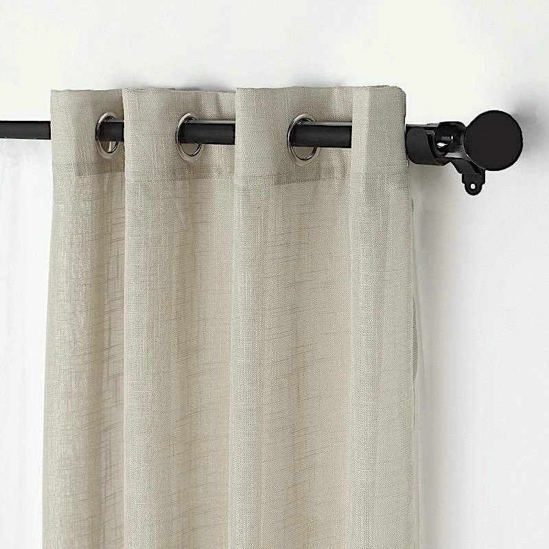 2 Pcs 52"x84" Faux Linen Curtains With Chrome Grommets 4 2 Pcs 52"x84" Faux Linen Curtains With Chrome Grommets - Image 2