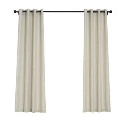 2 Pcs 52"x84" Faux Linen Curtains With Chrome Grommets
