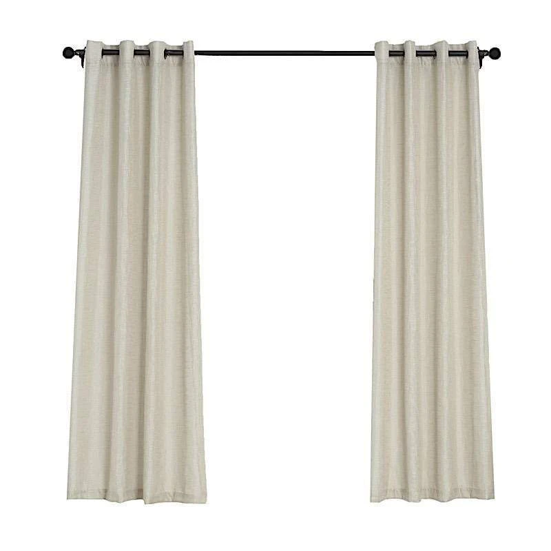 2 Pcs 52"x84" Faux Linen Curtains With Chrome Grommets 3 2 Pcs 52"x84" Faux Linen Curtains With Chrome Grommets