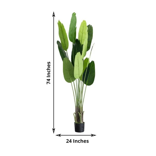 2 Pcs Bird Of Paradise Potted Artificial Plants - Green 4 2 Pcs Bird Of Paradise Potted Artificial Plants - Green - Image 2